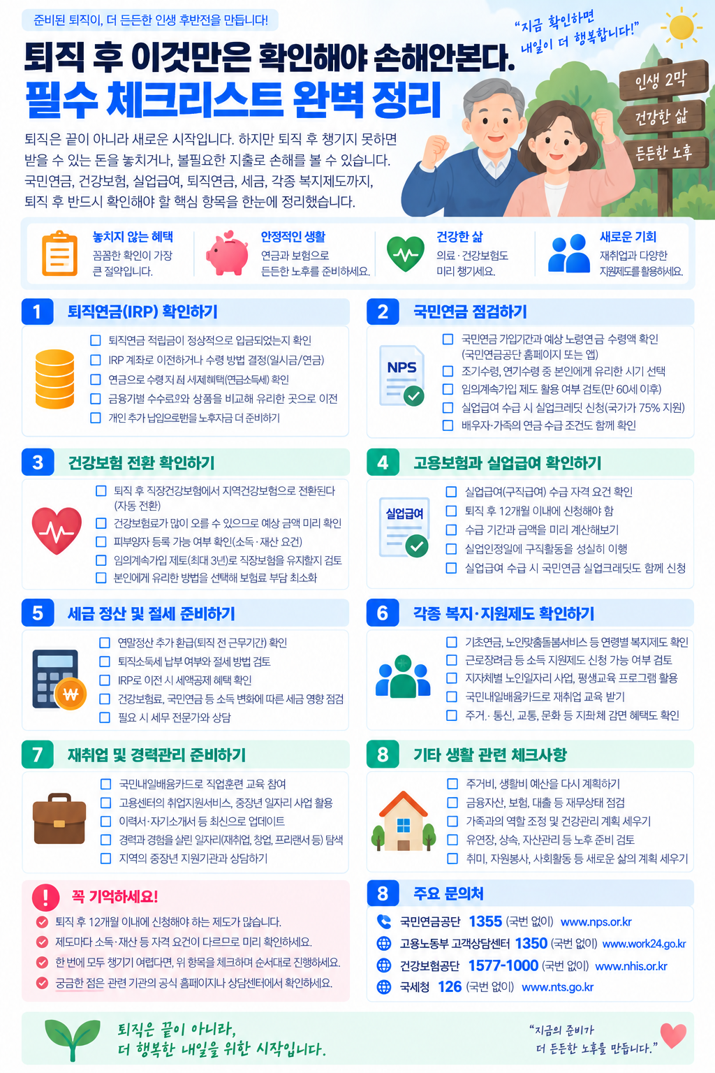 퇴직 후 해야할 일 퇴직금 국민연금 건강보험 실업급여 필수 체크리스트